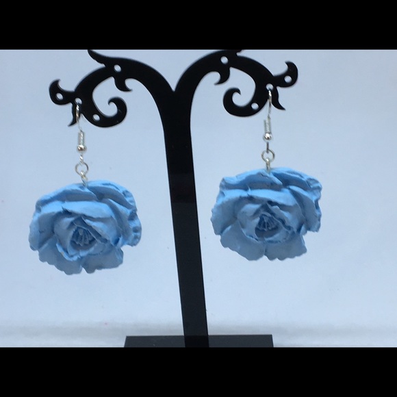 Handmade Polymer Clay Earrings, Handmade Clay Rose Earrings, Clay earrings - Picture 2 of 8